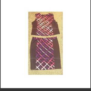 Ashley Stewart Purple, Pink, Black White Skirt Set